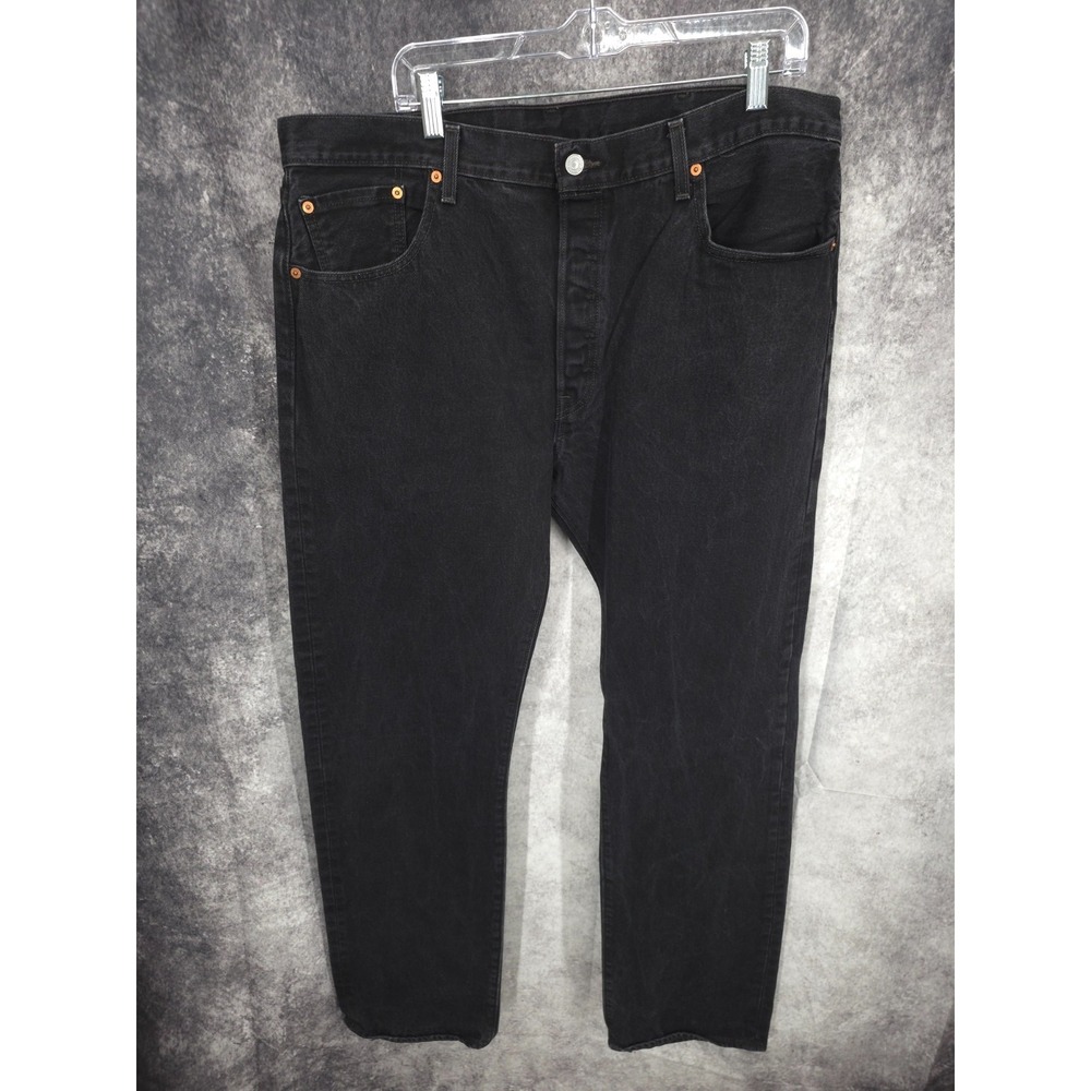 Levi's 501 Jeans Mens 40x34 Black Denim Button Fly Straight Regular Fit